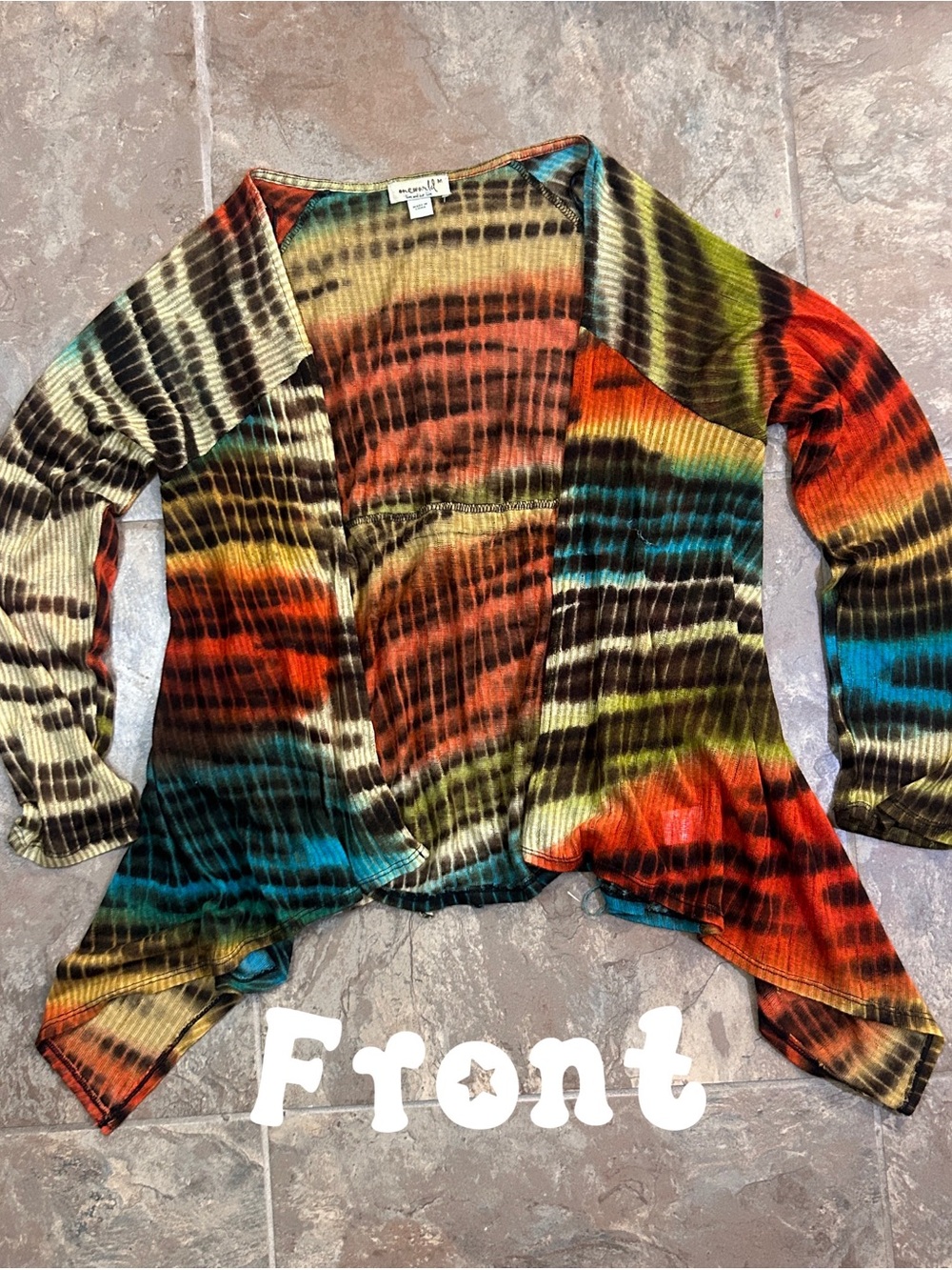 ONE WORLD Multicolor Tie-Dye Knit Bomber Cardigan